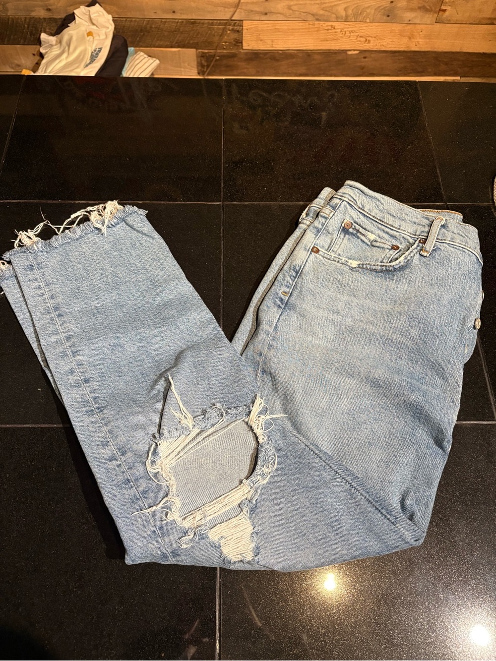 Agolde Light Wash Distressed Straight Leg Jeans size 31